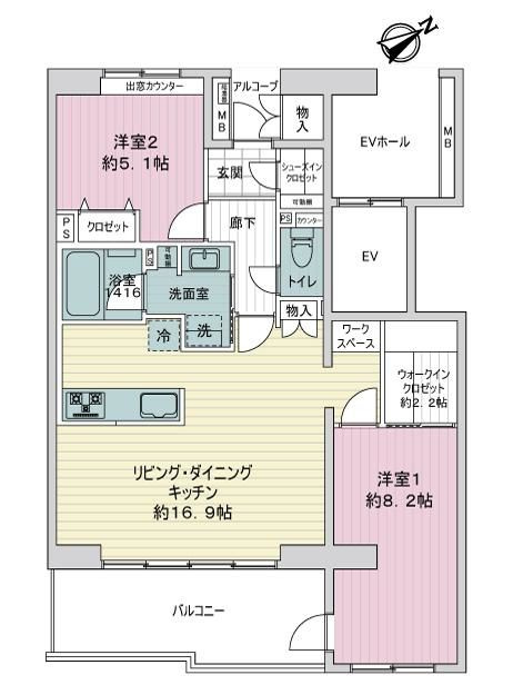 シンフォニックヒルズふれあいの街５号棟の間取り