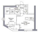【間取り】 | 【エルスタンザ文京湯島】45.43㎡／１LDK（Aタイプ）