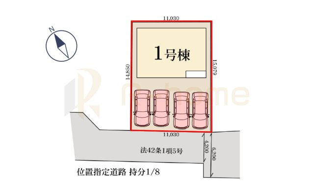 那珂市菅谷18期　新築戸建て　1号棟の区画図|大きなお買い物だからこそ、メリット・デメリットを伝えさせて頂きます。
R-homeにお任せください♪