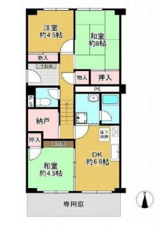 サンライズマンション岸和田上野町の間取り