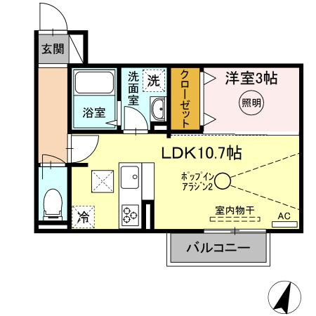 直方市須崎町のアパートの間取り