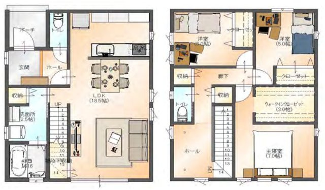 【新築戸建】本庄市見福4丁目　の間取り|■間取り図｜敷地面積：160.47（約48.54坪）　建物面積：101.02（約30.55坪）