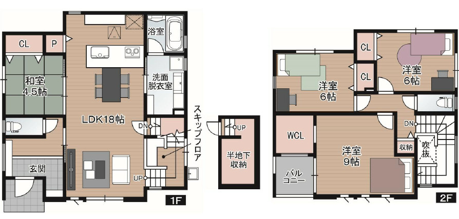 「スキップフロアが魅力的な間取り」高知市介良乙2号地　新築一戸建て