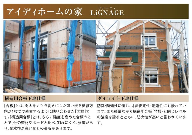 リナージュ　一宮市明地01期　全9区画分譲のその他|防腐・防蟻性にすぐれ、寸法安定性・透湿性にもすぐれているダイライト下地を使用しています。
