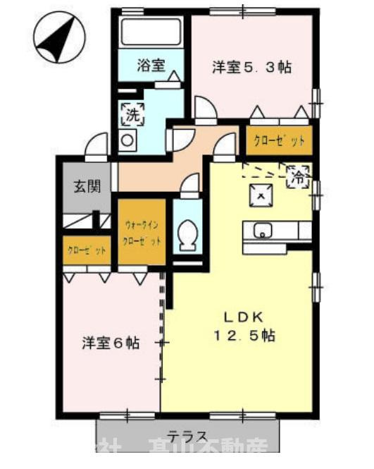 宮若市福丸のアパートの間取り
