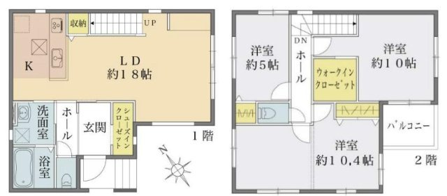 三郷市戸ケ崎1丁目　新築戸建　全2棟　1号棟の間取り|お子様の成長に合わせて間取を変更できる可変タイプ