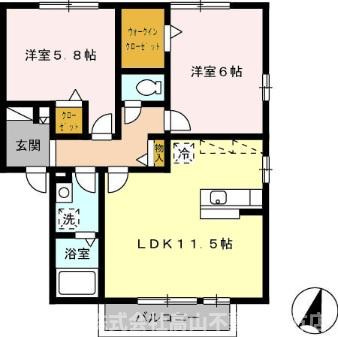 直方市大字頓野のアパートの間取り