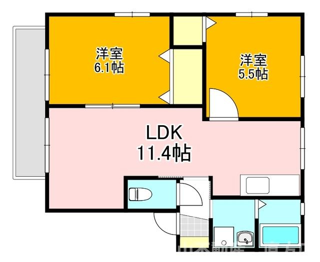 直方市溝堀１丁目のアパートの間取り