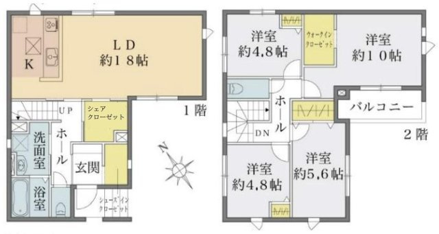三郷市戸ケ崎1丁目　新築戸建　全2棟　2号棟の間取り|WIC2ヶ所＋SIC付きの収納充実な4LDKの邸宅です