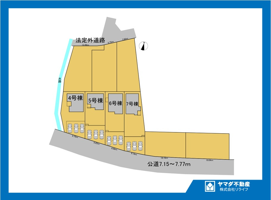 リナージュ　一宮市明地01期　全9区画分譲の区画図|■区画図
■YAMADA電機の　ヤマダ不動産　株式会社リライフ　
いつでもお問合わせ下さい。