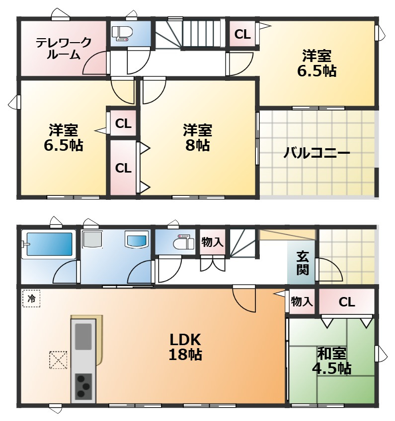 CRADLEGARDEN那須塩原市春日町第2の間取り|全室南向きで陽当たりの良い間取りです
