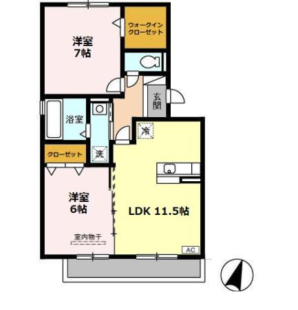 グラン・ドミール古賀 B棟の間取り|使い勝手の良い間取りです♪