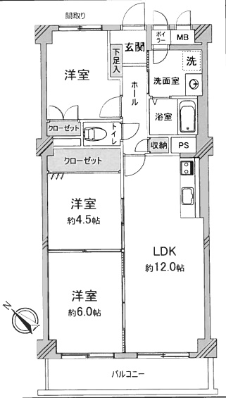 シーアイマンション夙川広田の間取り|リフォーム済み