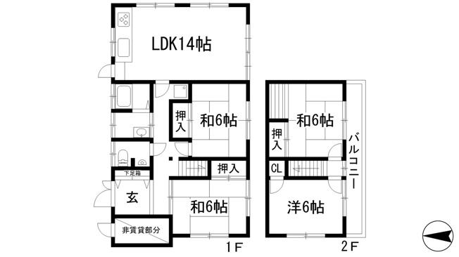 【間取り】 | 萩原台東1丁目貸家