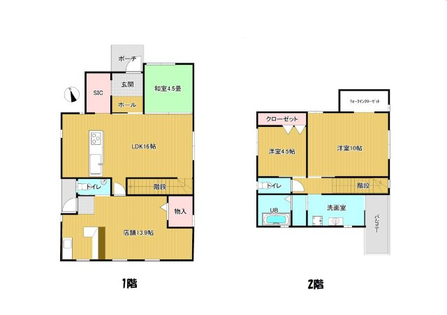 沖縄県中頭郡読谷村字波平　店舗付住宅の間取り