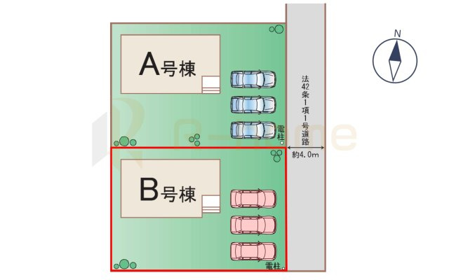 ひたちなか市津田　新築戸建て　B号棟の区画図|大きなお買い物だからこそ、メリット・デメリットを伝えさせて頂きます。
R-homeにお任せください♪