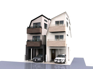 【完成予想図】 | 葛飾区東新小岩6丁目新築戸建て【全2棟】 | シャープなフォルムと上質な素材感が印象的な、高性能デザイナーズ邸宅。