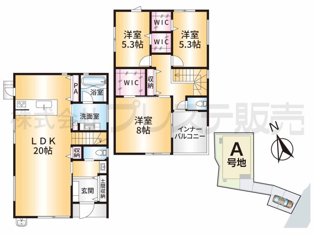 生駒市萩原町の新築一戸建の間取り|号地間取図