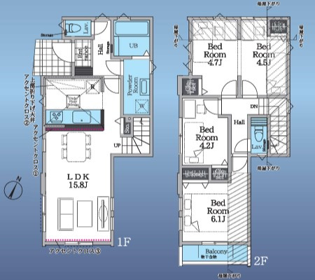 八王子市　廿里町　新築一戸建て　１期の間取り|～南向き4LDK　開放感のあるワンフロアリビングの間取り～