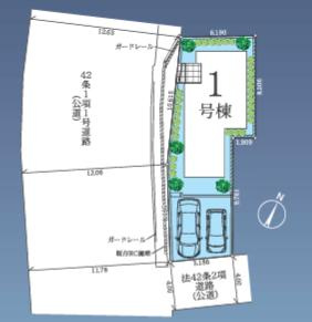 八王子市　廿里町　新築一戸建て　１期の区画図|～西側11.7ｍ・4ｍ道路に面しています～