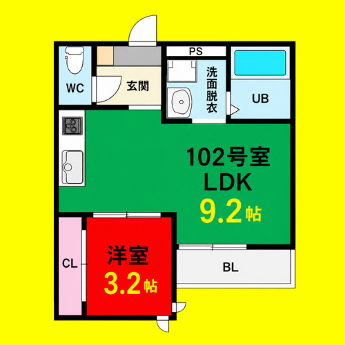 Grandtic Roxa　名古屋市賃貸　仲介手数料無料の間取り