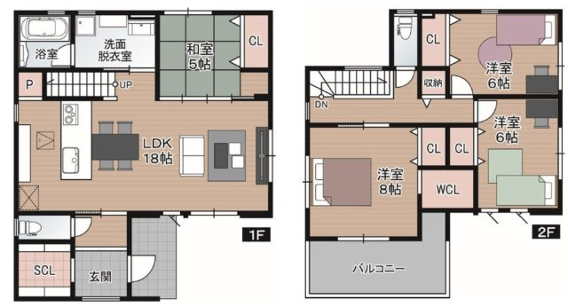 介良　新築戸建　3号棟　（全5区画）の間取り|4LDK+WCL+パントリー+SCL　
建物面積112.61㎡（約34.07坪）