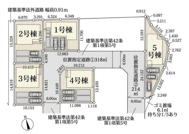 [新築住宅] 鴻巣市松原 3期 全5棟の区画図
