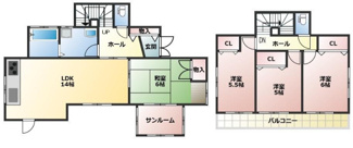 【間取り】 | リスタイル臼井台 | 4LDK　土地面積：151.94㎡（約４５坪）建物面積：93.33㎡（約２８坪）
