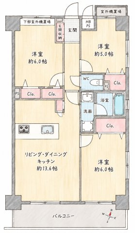 ライオンズマンション船堀親水公園の間取り
