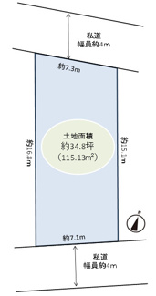 【土地図】 | 芦屋三条町　土地 | 両面道路に面するお土地です。
