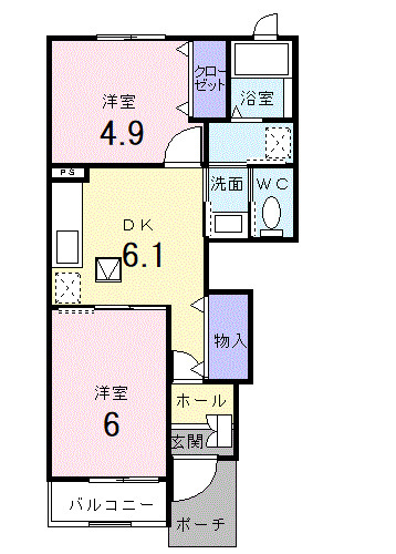 ビクトリア弐番館の間取り|使い勝手の良い間取りです♪