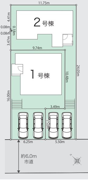 厚木市鳶尾５丁目新築戸建て　01期2号棟の区画図|配置図「厚木市鳶尾5丁目新築戸建て」