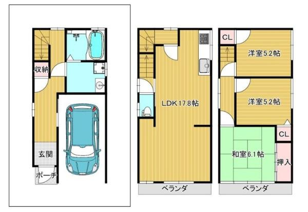 門真市 大池町　中古 戸建ての間取り