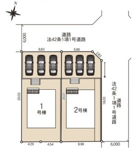【新築戸建】　いわき市郷ヶ丘第9　全2棟の区画図|区画図です。ご参照ください。