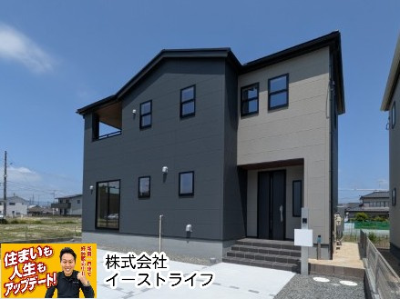 【新築戸建】【家具＆LDKエアコン付】　いわき市平南白土2期　長期優良住宅の外観|1号棟外観写真　建物完成しました！いつでもご案内できます！お気軽にご連絡ください！（担当：梶田）