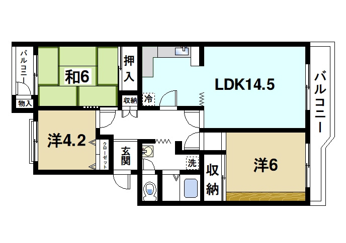 奈良三条町住宅2号棟の間取り|ファミリーさんにおススメの間取りです。