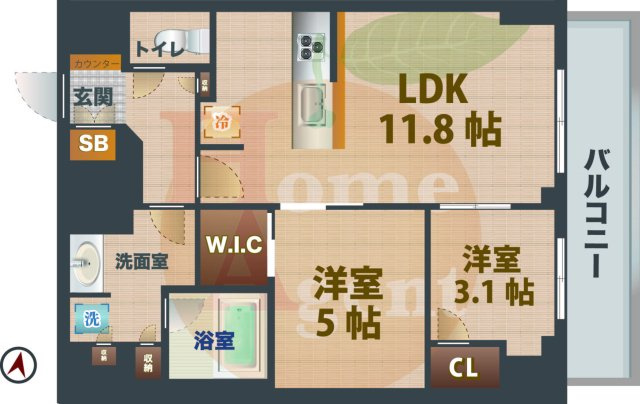 【間取り】 | ワンルーフレジデンス中野南台 | 2LDKのお部屋です。