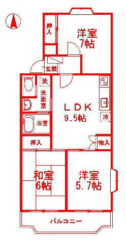 藤沢市円行２丁目の賃貸マンションの間取り