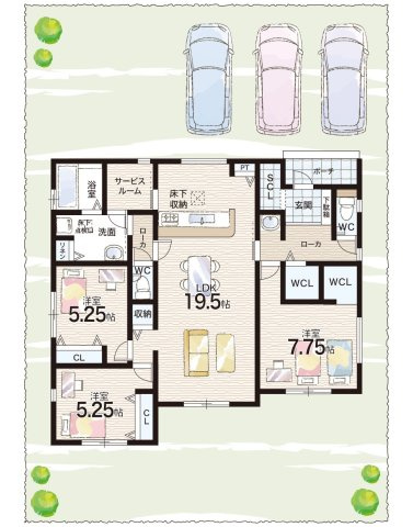 川西市大和東　第4期　新築一戸建ての間取り|周辺は落ち着いた街並みの住宅地！子育てがしやすい住環境です！まだ未完成ですが、現地でしかわからない事もございます。是非一度ご覧ください。