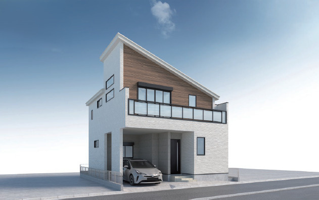 練馬区富士見台1丁目　高品質×ZEH水準　車庫付き住宅　限定1棟の外観パース