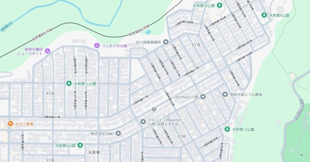川西市大和東　第4期　新築一戸建ての地図