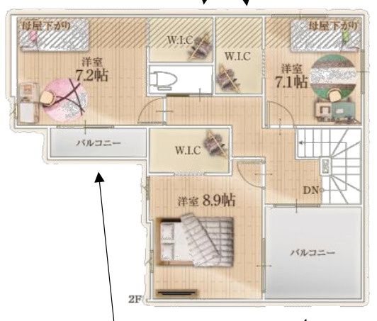 【仲介手数料無料】所沢上安松１４期全２棟１号棟　所沢の不動産なら西武ハウジングの間取り