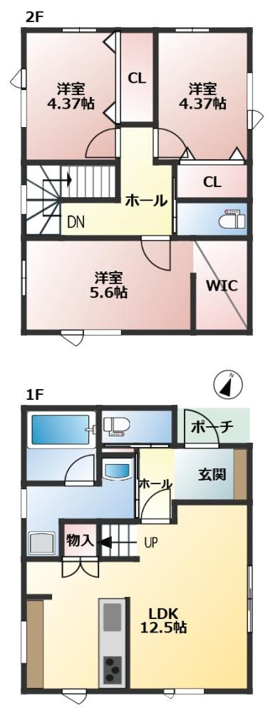 八戸市江陽1丁目　B棟の間取り