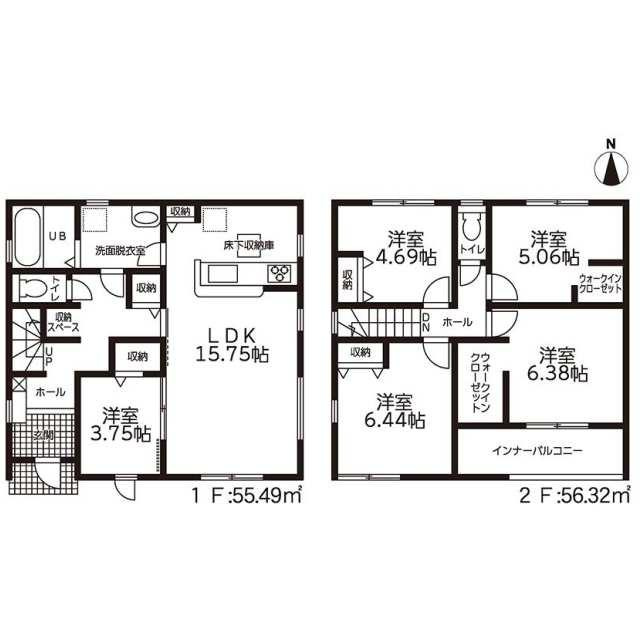 豊橋市芦原町字西上の新築一戸建の間取り| 3380万円、5LDK、土地面積145.65m2、建物面積111.81m2 