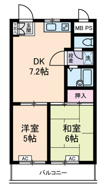 三桃マンションの間取り|間取り　ルームシェア―も可能な2DK
