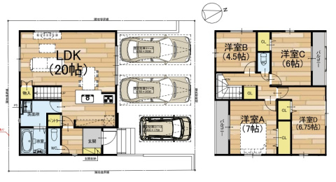 ★3(土)4(日)現地見学可能！★大津市茶戸町　第1期　新築一戸建ての間取り