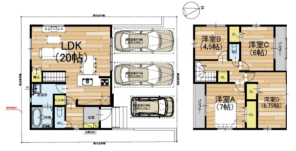 大津市茶戸町　第1期　新築一戸建ての間取り|1号地