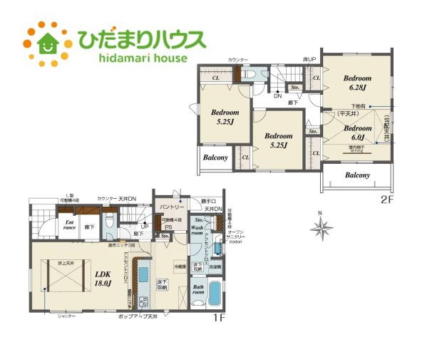 本庄市中央２丁目　新築一戸建て　ブルーミングガーデン　01の間取り