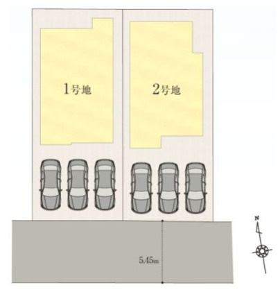 「駐車スペース3台」高知市瀬戸東町3丁目2号地　新築一戸建ての区画図|全2区画分譲地。