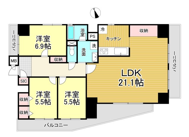 【中古マンション】ユニーブル太田川の間取り